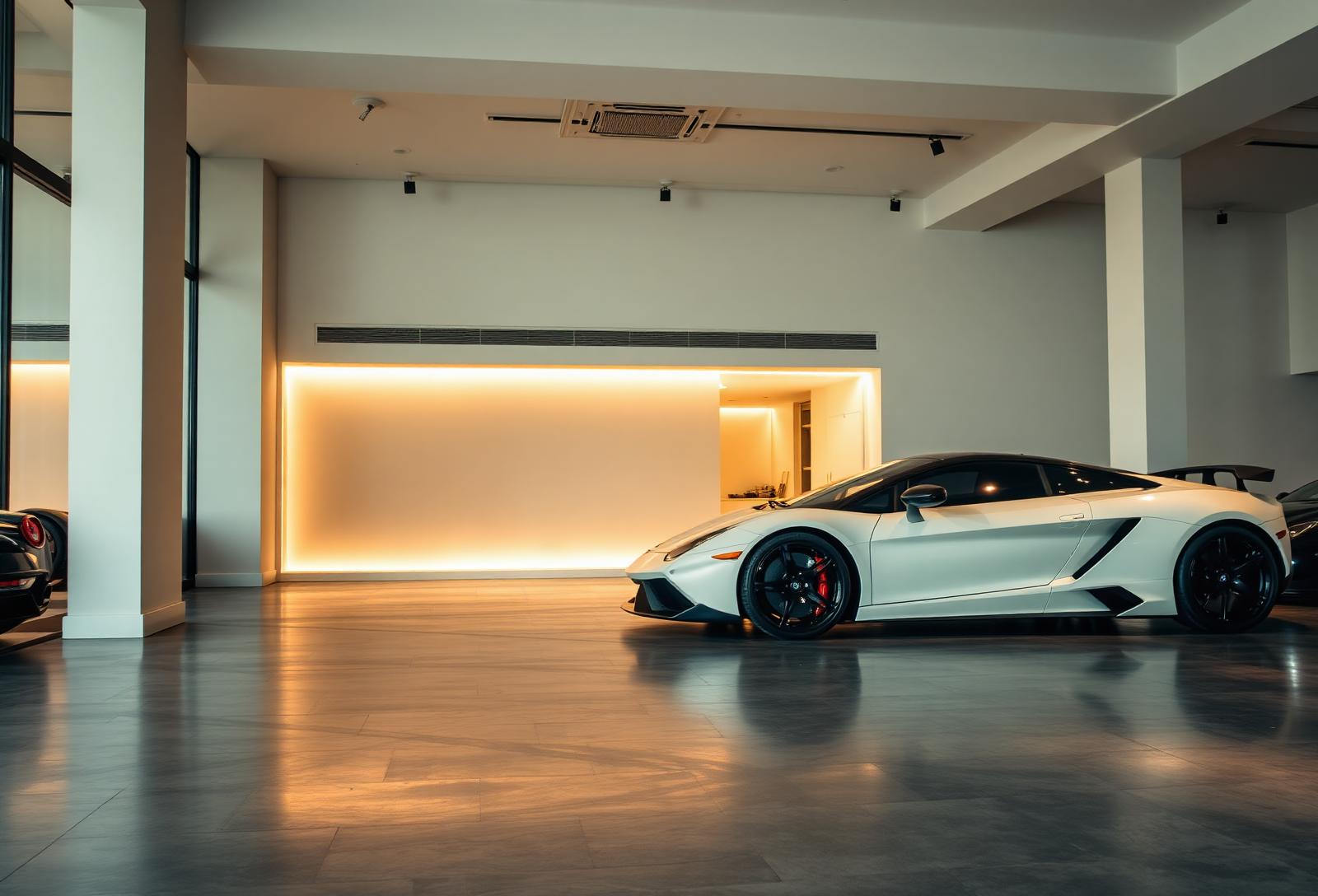 A minimalist car showroom interior